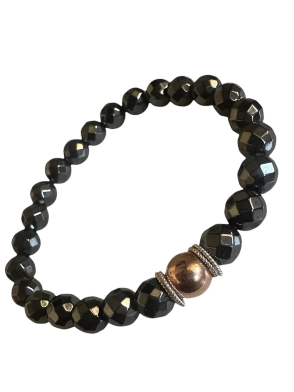 Classic 8mm Hematite Stretch Bracelet Rose Gold Silver Stackable 6โ7โ NEW